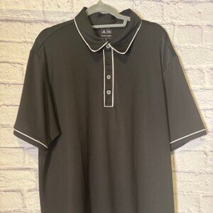 Adidas Mens XL Golf Shirt Pure Motion Black w/ white piping